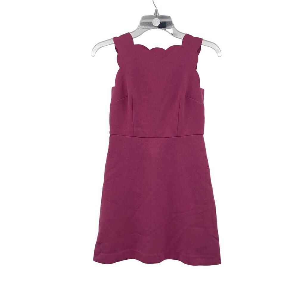LOFT Womens Mini A-Line Dress Scalloped Sleeveless Mulberry Size 00 Petite